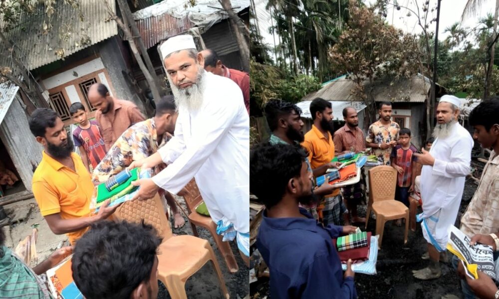 পাথারঘাটায় অগ্নিকাণ্ডে ক্ষতিগ্রস্ত পরিবারকে আবুল হোসেন আবুর সহযোগিতা