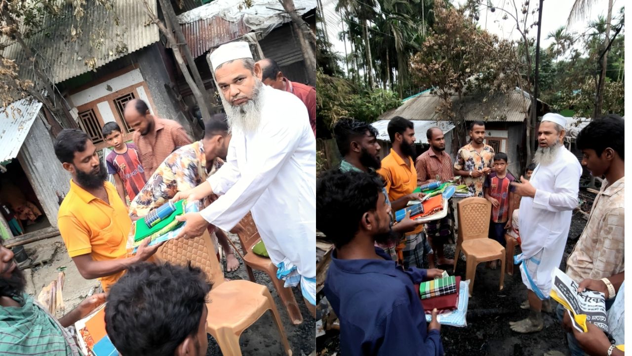 পাথারঘাটায় অগ্নিকাণ্ডে ক্ষতিগ্রস্ত পরিবারকে আবুল হোসেন আবুর সহযোগিতা