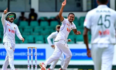 উইকেট শিকার করে উদযাপন করছেন তাইজুল ইসলাম। ছবি- সংগৃহীত