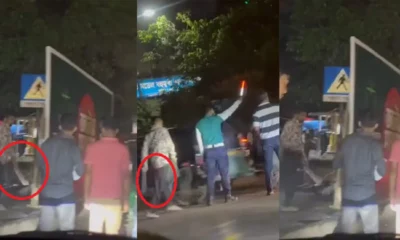 পুলিশের সামনে চাপাতি হাতে ছিনতাই!