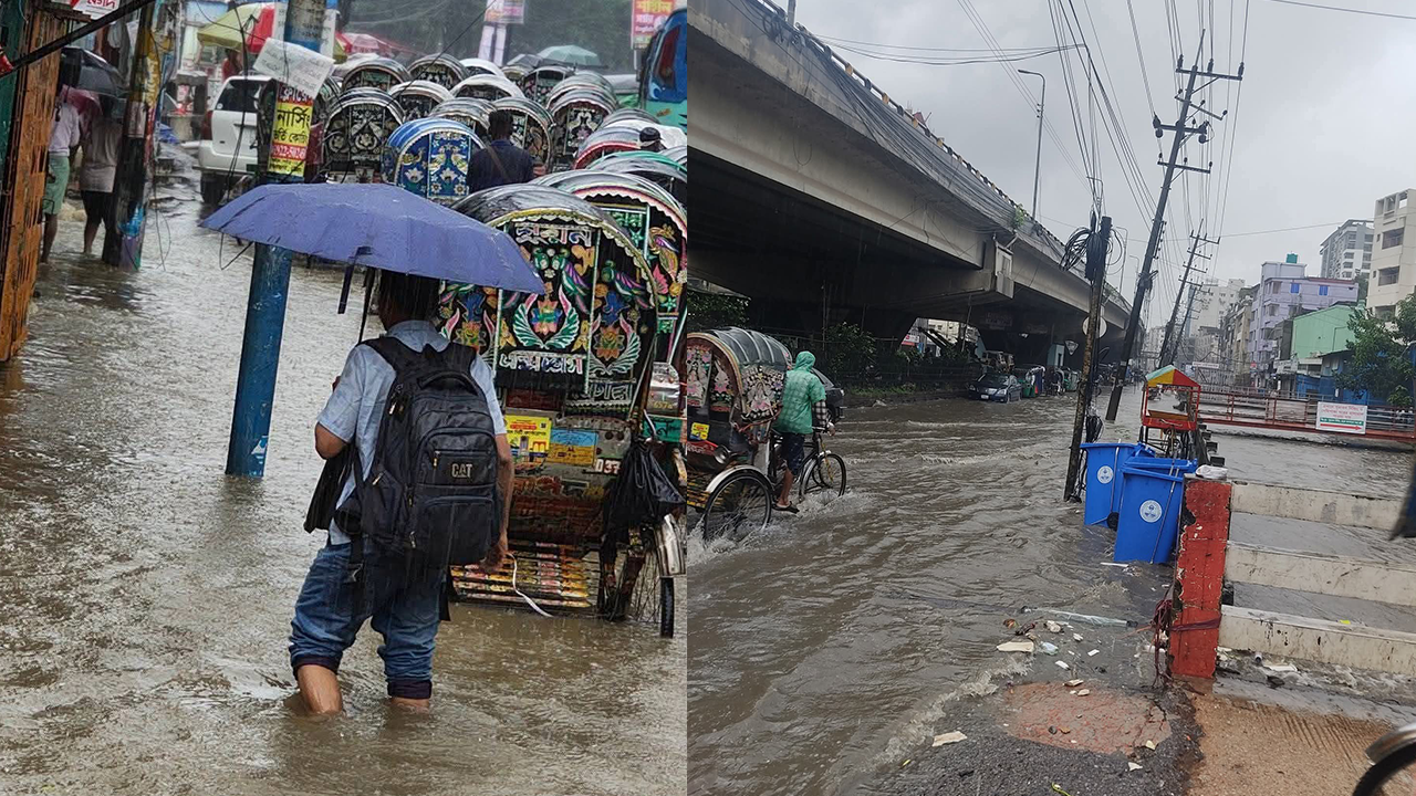 চট্টগ্রামে টানা বৃষ্টিতে জলাবদ্ধতা, দুর্ভোগে জনজীবন