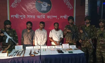 লক্ষ্মীপুরে আগ্নেয়াস্ত্র ও ইয়াবাসহ ৩ যুবক আটক